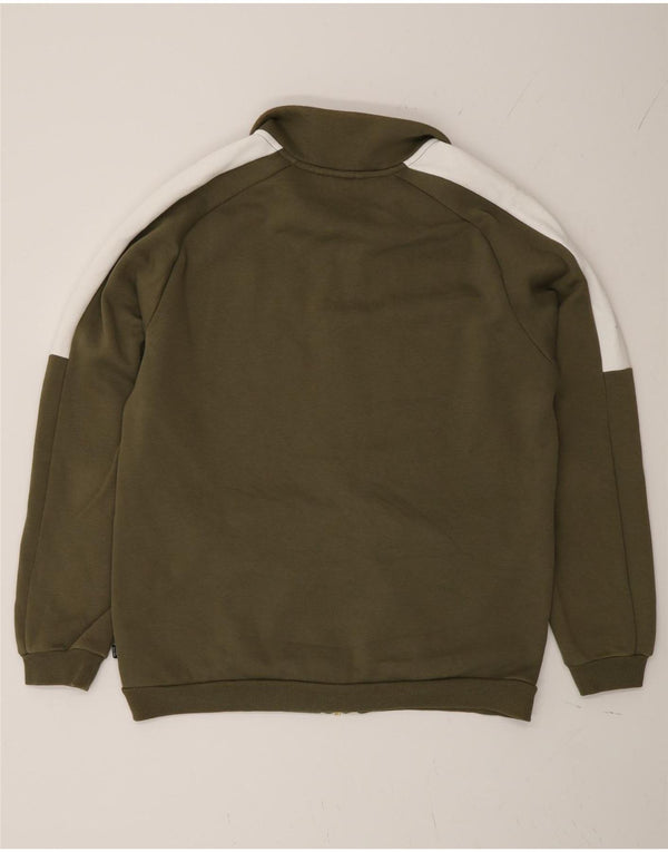Puma Mens Tracksuit Top Jacket Medium Khaki Colourblock Algodão