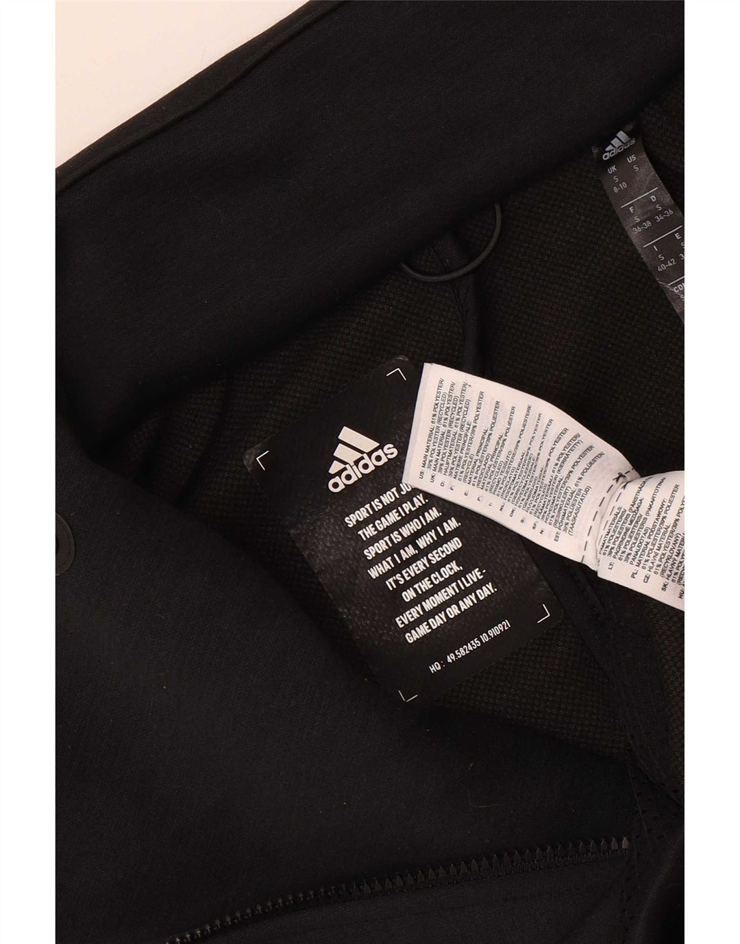 Adidas Womens Crop Tracksuit Top Jacket Reino Unido 8/10 Pequeno Poliéster Preto