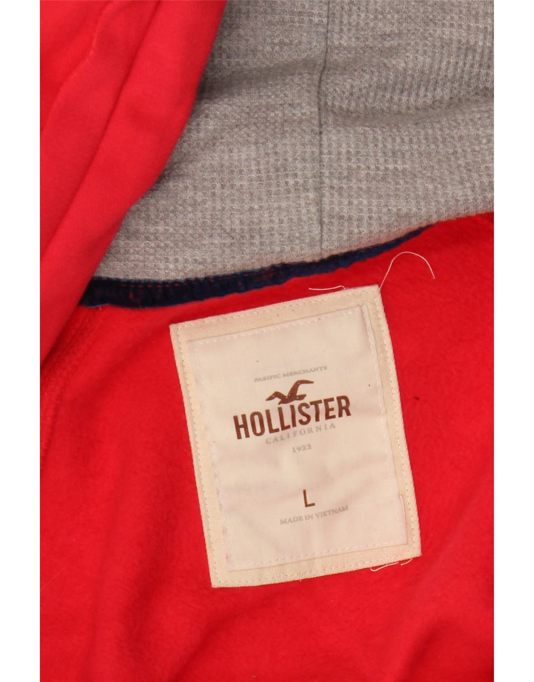 Suéter feminino com capuz e zíper gráfico HOLLISTER Reino Unido 16 grande vermelho