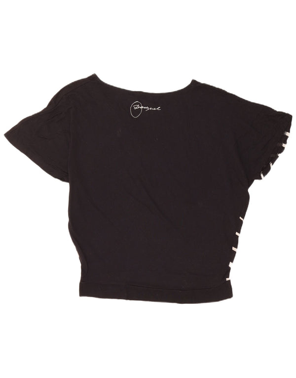 Camiseta feminina DESIGUAL com estampa oversized UK 14 médio preto floral