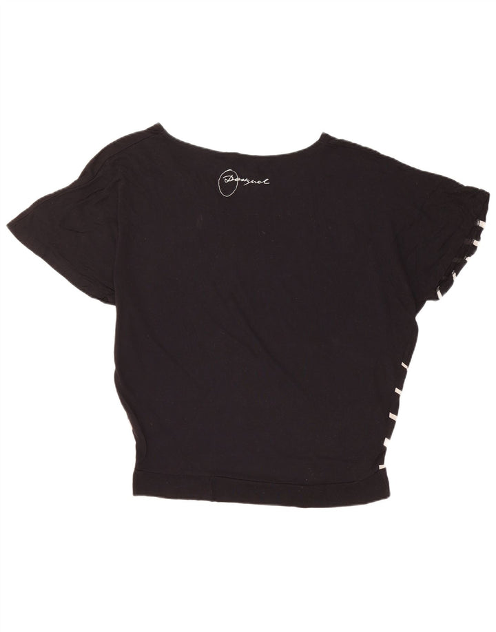 Camiseta feminina DESIGUAL com estampa oversized UK 14 médio preto floral