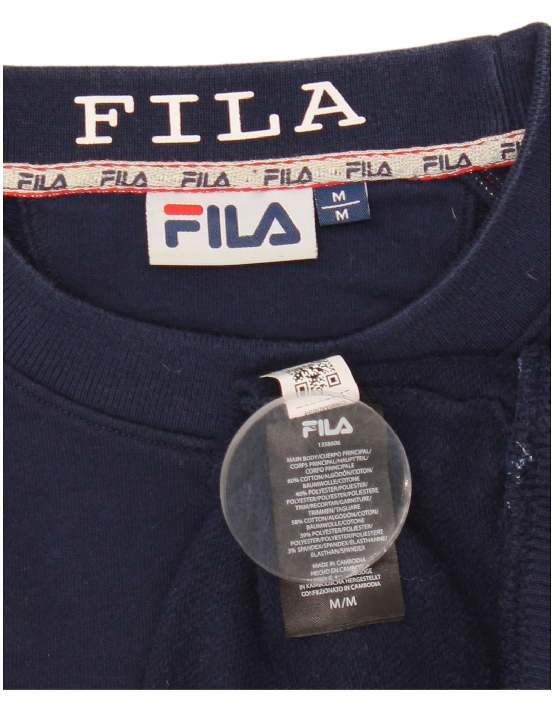 Fila moletom gráfico masculino jumper médio azul marinho algodão