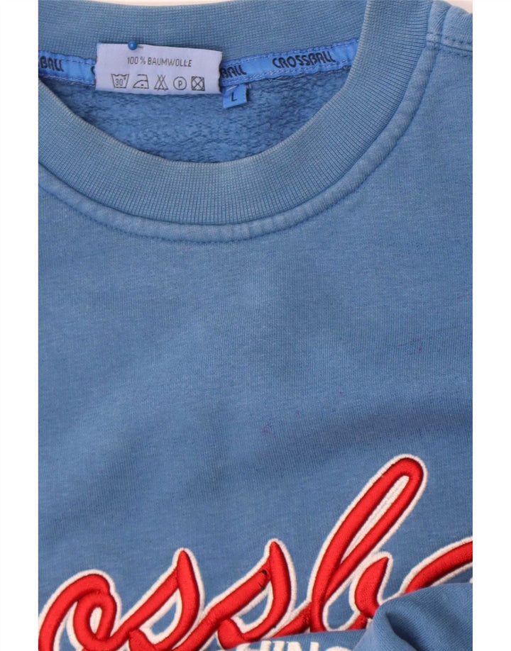 Crossball masculino gráfico regular ajuste moletom jumper grande algodão azul