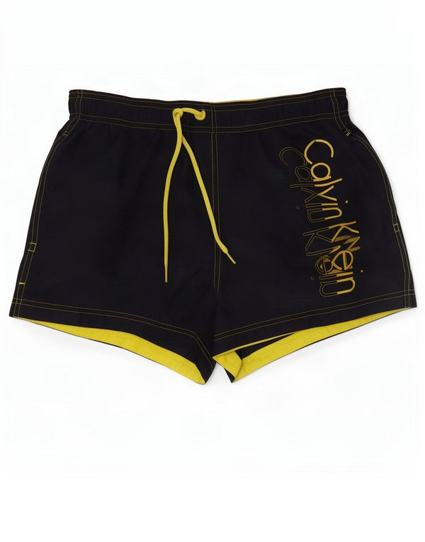Calvin Klein Shorts de natação masculino gráfico grande poliéster azul marinho
