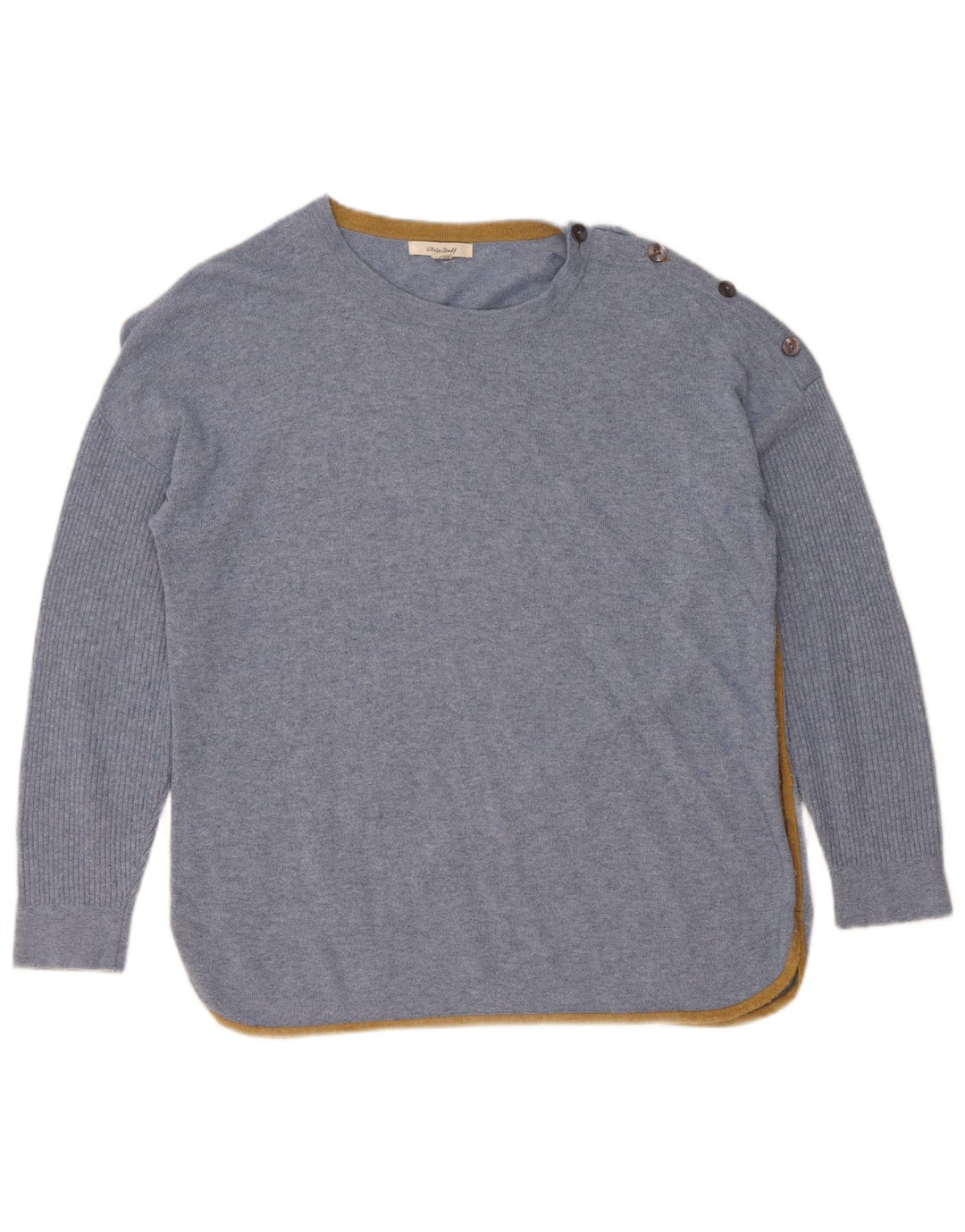 Suéter feminino com gola canoa White Stuff Reino Unido 14 viscose azul grande