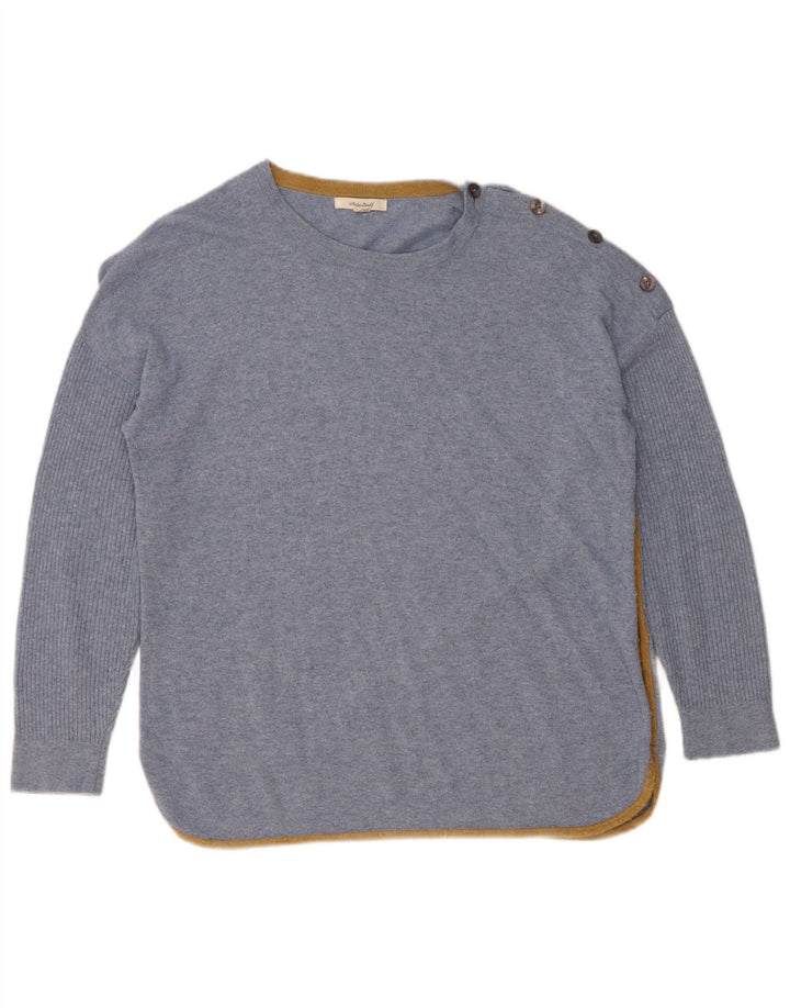 Suéter feminino com gola canoa White Stuff Reino Unido 14 viscose azul grande