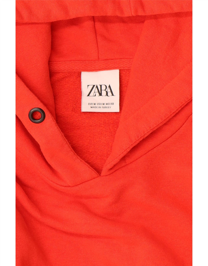 Zara Mens Hoodie Jumper Médio Algodão Vermelho