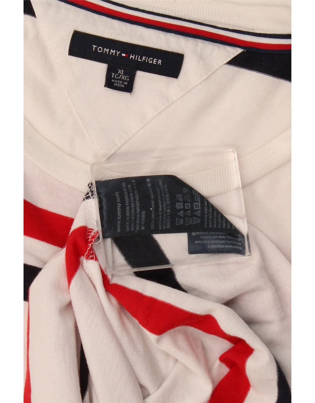 Top masculino TOMMY HILFIGER manga comprida XL algodão listrado branco