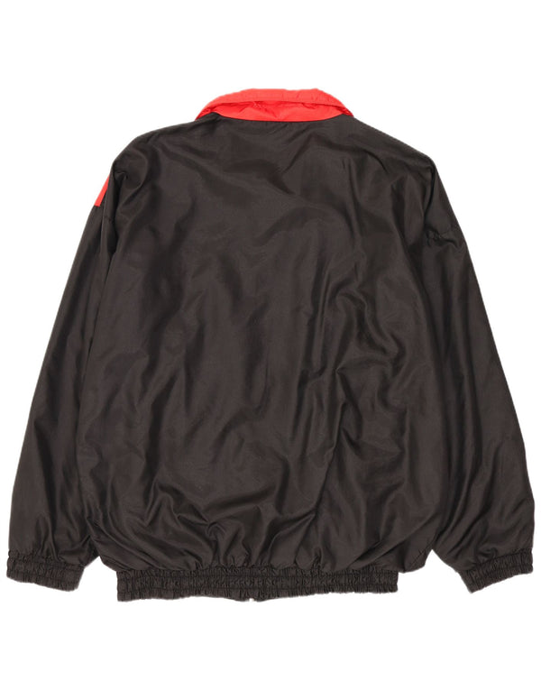 Jaqueta masculina vintage de ajuste solto, jaqueta superior, bloco colorido preto médio, esportes