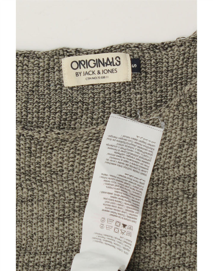 JACK & JONES Mens Boat Neck Jumper Sweater Small Grey Colourblock Cotton Vintage Jack & Jones and Second-Hand Jack & Jones from Messina Hembry 