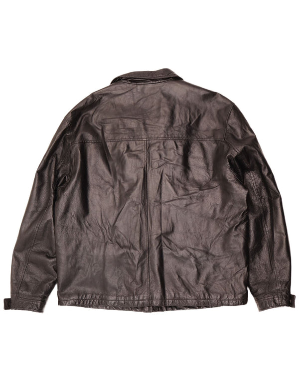 Jaqueta de couro masculina La Pelle IT 58 4XL preta
