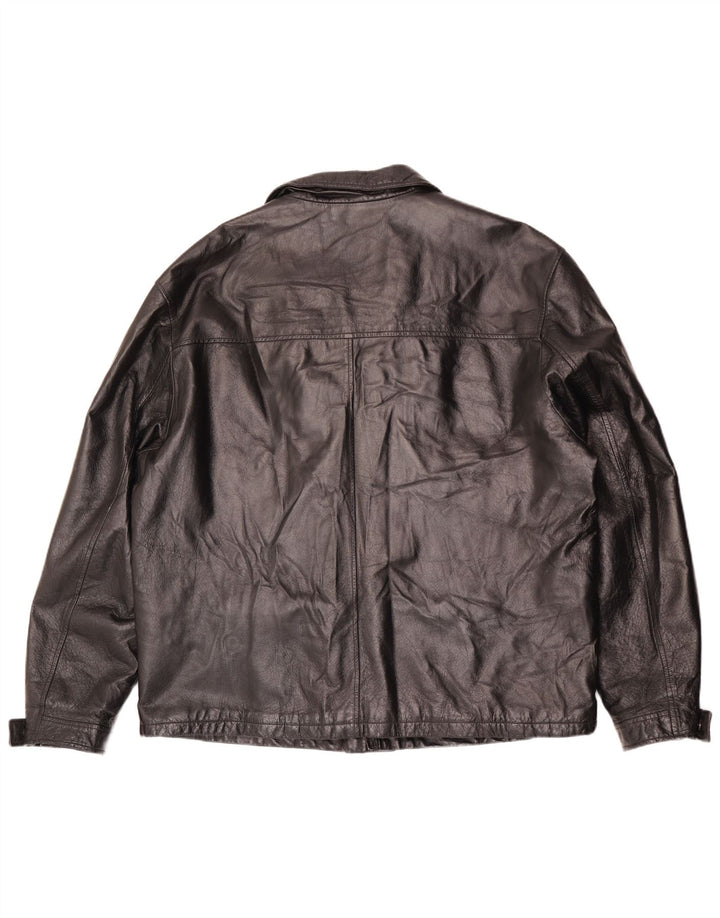 Jaqueta de couro masculina La Pelle IT 58 4XL preta