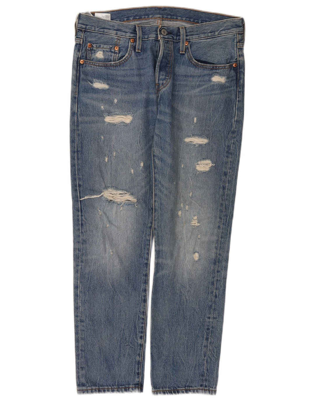 Calça Jeans Levis Feminina 501 Distressed Straight W29 L28 Azul Algodão