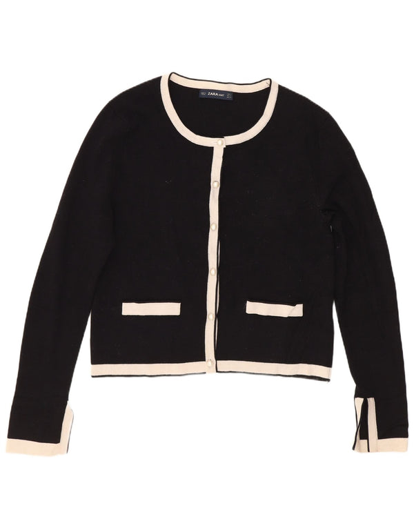 Suéter cardigan feminino Zara Reino Unido 10 pequeno bloco colorido preto