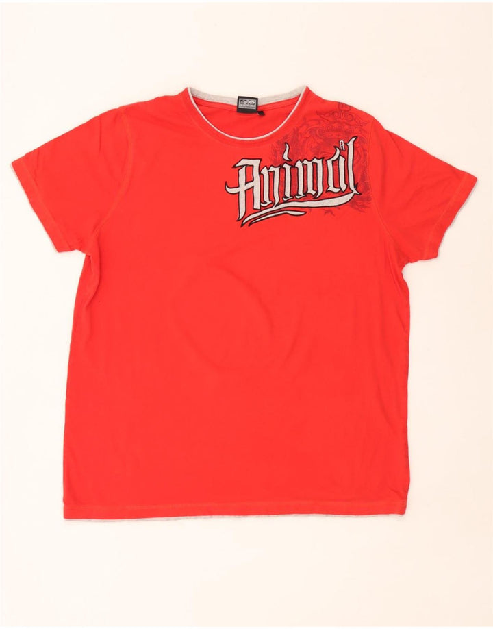 Animal Mens Graphic T-Shirt Top XL Algodão Vermelho