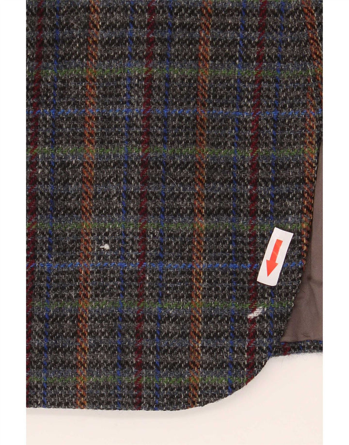 Jaqueta blazer masculina vintage com 2 botões Reino Unido 40 grande lã xadrez cinza