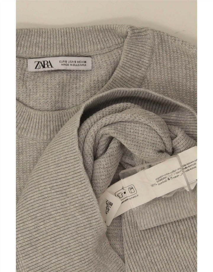 Zara Suéter masculino com gola redonda e algodão cinza pequeno