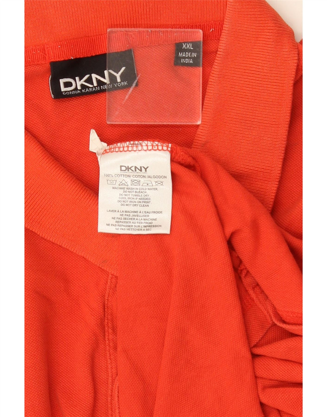 Camisa polo masculina gráfica DKNY 2XL algodão laranja