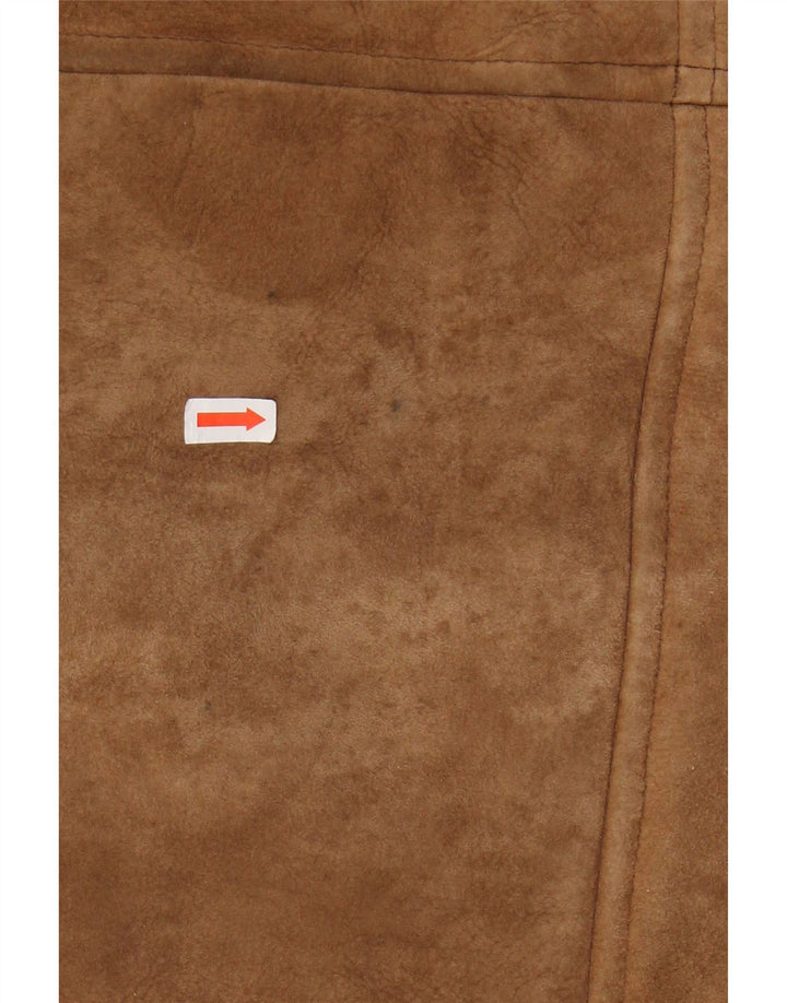 Jaqueta masculina VINTAGE de peito duplo shearling Reino Unido 36 pequeno marrom shearling