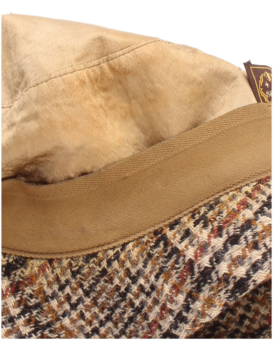 Chapéu balde masculino vintage grande bege Houndstooth clássico
