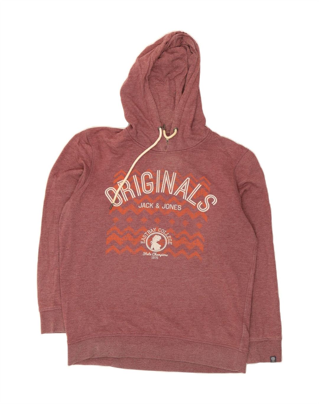JACK & JONES Mens Graphic Hoodie Jumper XL Burgundy Cotton Vintage Jack & Jones and Second-Hand Jack & Jones from Messina Hembry 
