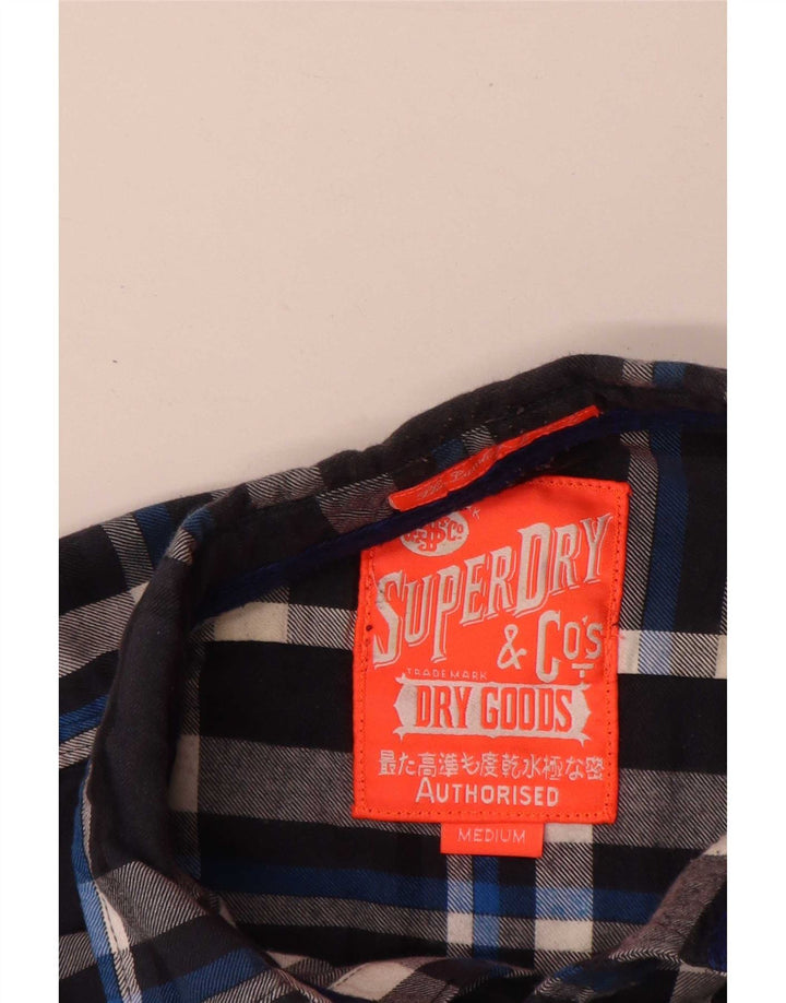 Camisa masculina Superdry de flanela média azul marinho algodão xadrez
