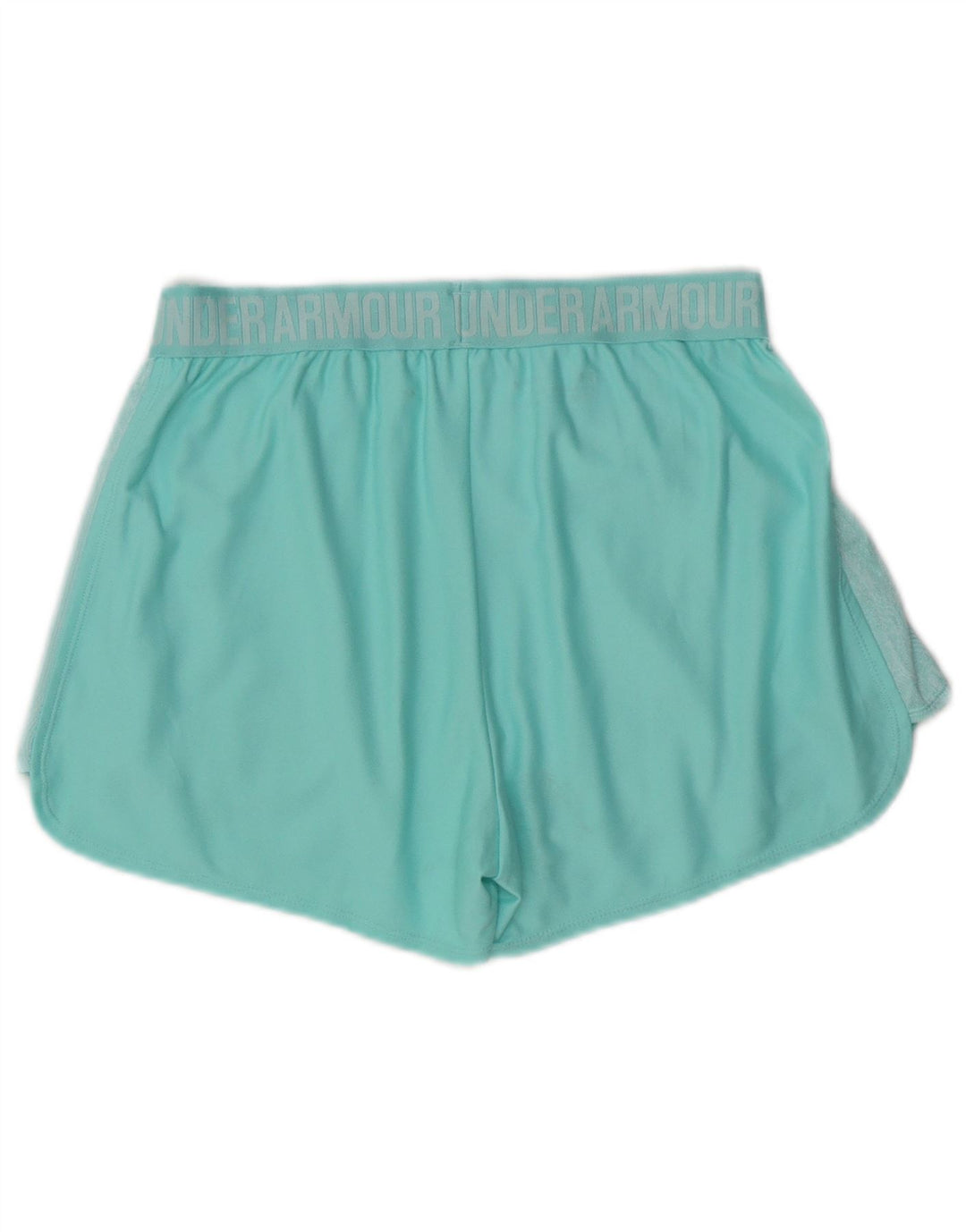 Shorts esportivos femininos Under ARMOUR Heat Gear Graphic UK 8 pequeno turquesa