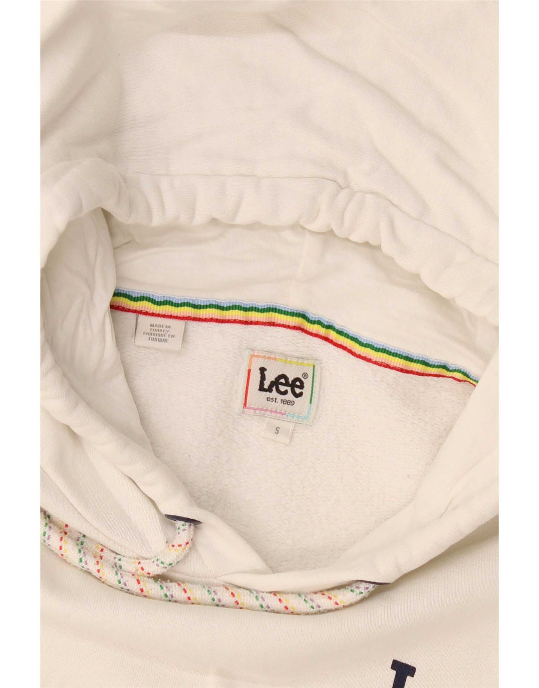 Lee moletom com capuz gráfico masculino pequeno branco