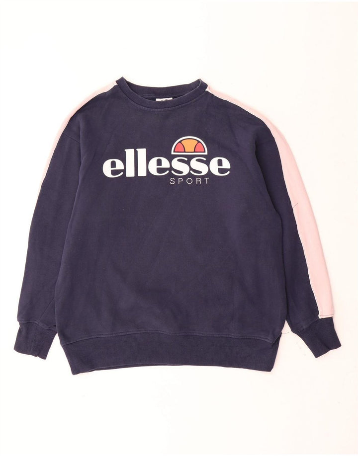 ELLESSE Suéter feminino superdimensionado Reino Unido 12 médio azul marinho