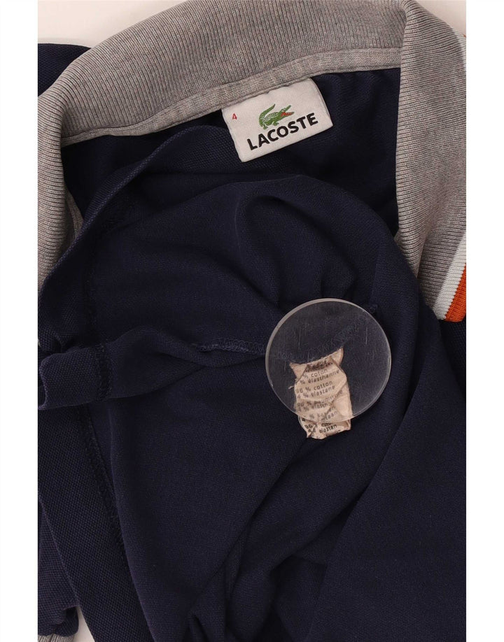 Camisa polo masculina Lacoste tamanho 4 médio algodão azul marinho