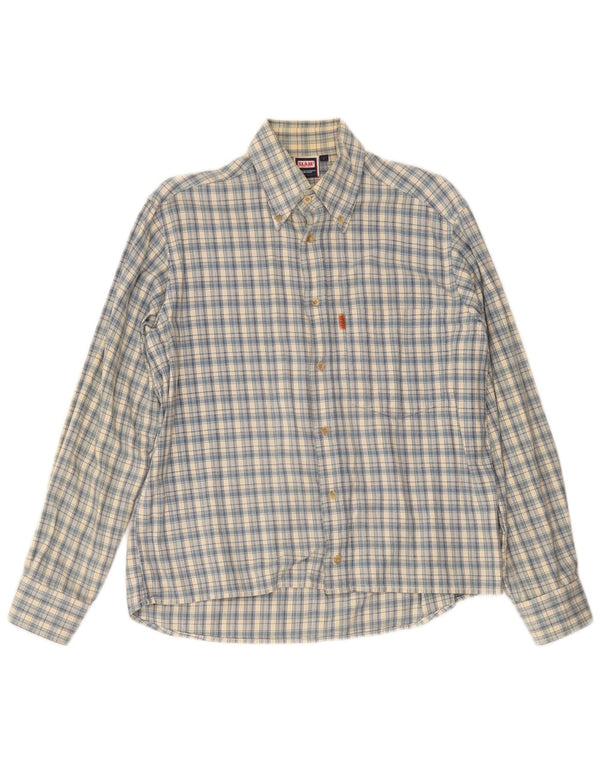 Camisa masculina Slam pequena xadrez azul de algodão