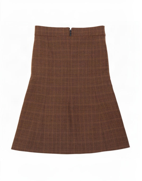 East Womens Saia A-Line UK 12 Médio W30 Marrom Xadrez Poliéster