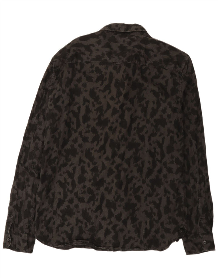 Camisa masculina All Saints com estampa abstrata grande de algodão preto