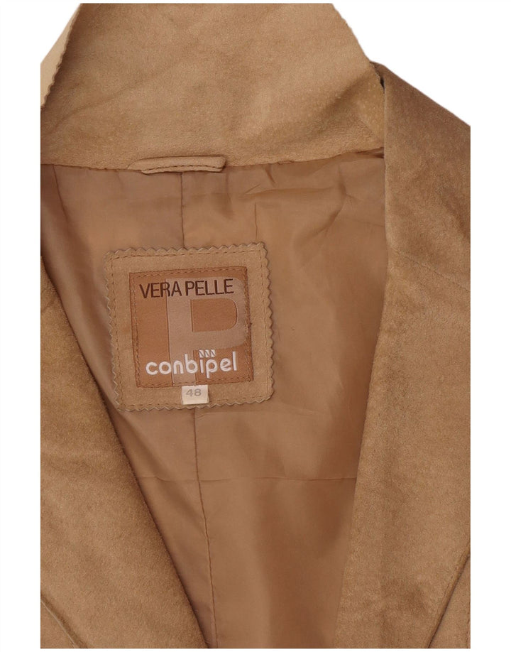 Jaqueta blazer feminina de camurça com 2 botões Conbipel IT 48 XL couro bege