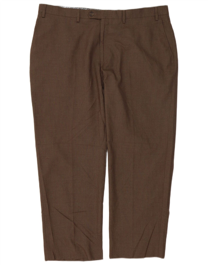 Calça masculina Izod de terno reto W40 L29 poliéster marrom