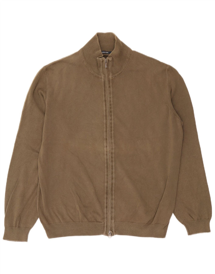 Suéter cardigã masculino Massimo Dutti grande algodão cáqui