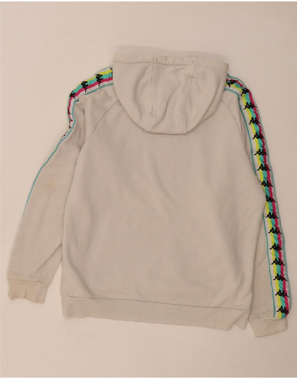 Suéter com capuz gráfico feminino Kappa UK 14 algodão colorblock cinza médio