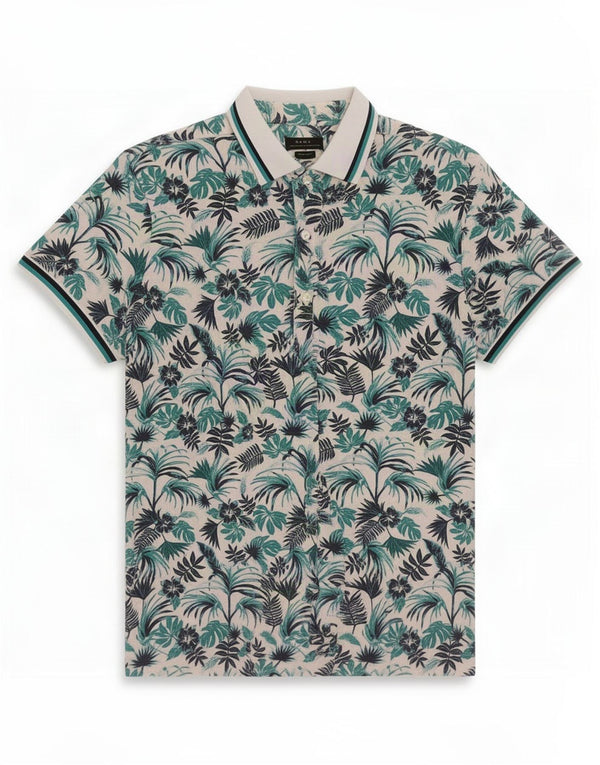 Camisa masculina Zara Muscle manga curta XL branco floral algodão havaiano