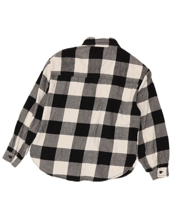 Camisa de flanela larga para meninas Benetton 8-9 anos grande algodão guingão preto