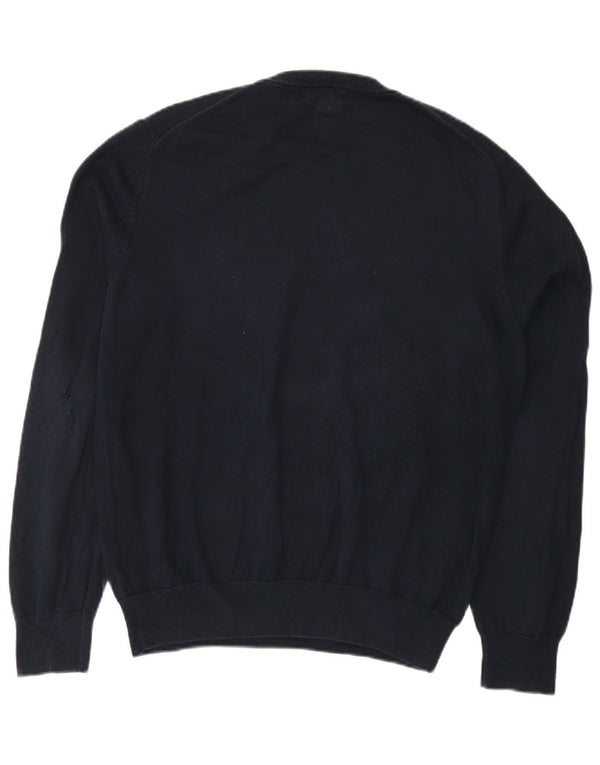Suéter masculino Marks & Spencer com gola redonda, grande algodão azul marinho