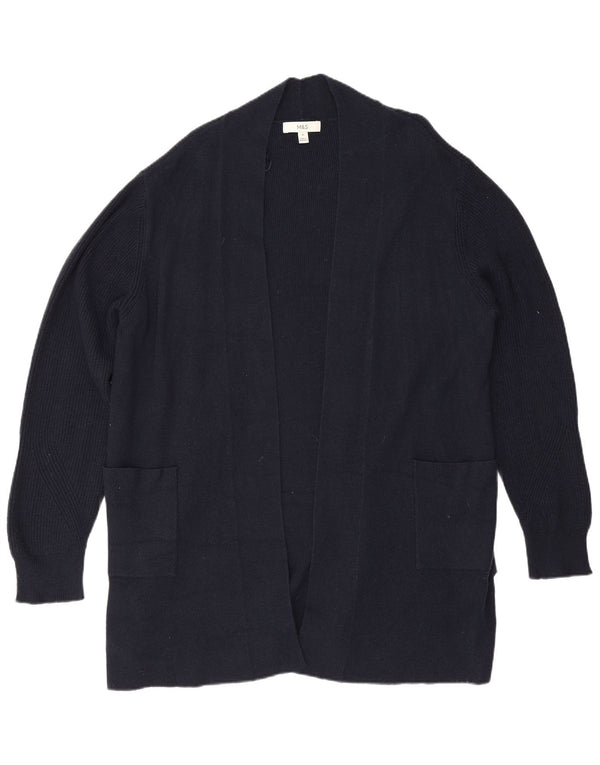 Suéter cardigã aberto feminino Marks & Spencer Longline UK 20 2XL azul marinho