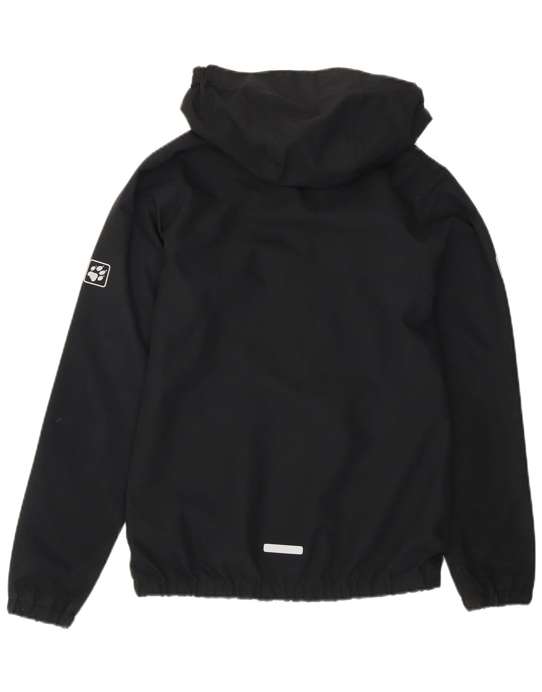 Jaqueta de chuva com capuz gráfico Jack Wolfskin Boys 11-12 anos poliéster preto