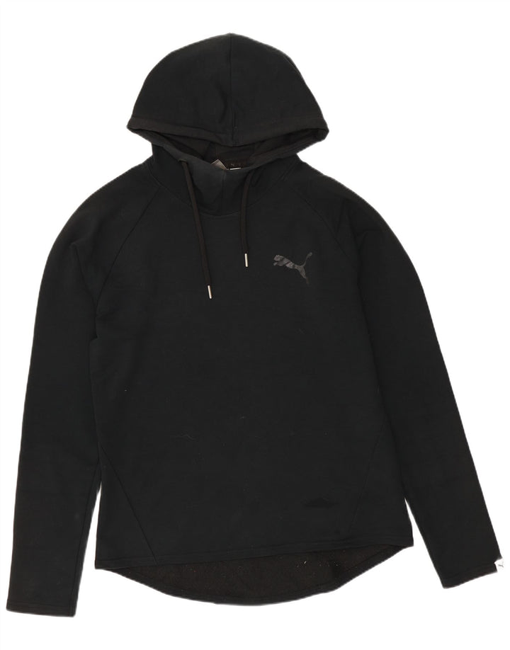 PUMA Womens Hoodie Jumper UK 10 Pequeno Algodão Preto