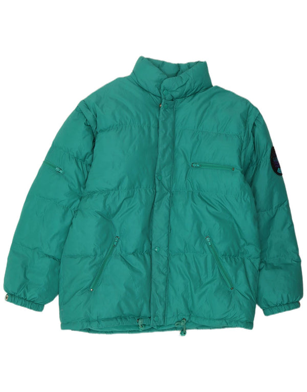 Vintage Mens Padded Jacket UK 38 Medium Green Nylon