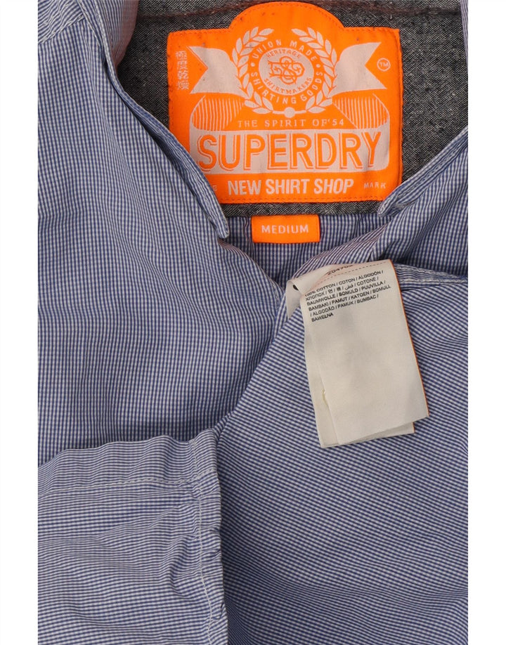 Camisa masculina SUPERDRY de algodão listrado azul médio