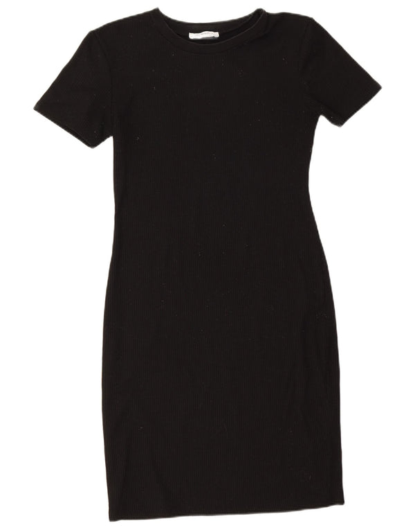 Vestido feminino Zara com bainha Trafaluc UK 12 médio preto poliéster