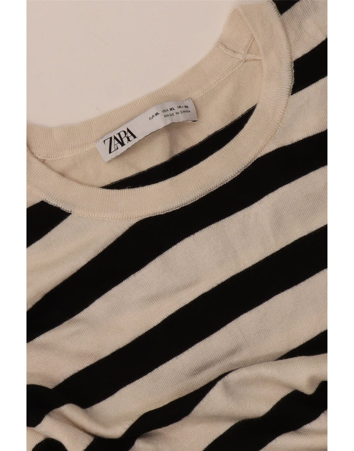 Blusa feminina Zara UK 18 XL listrada branca