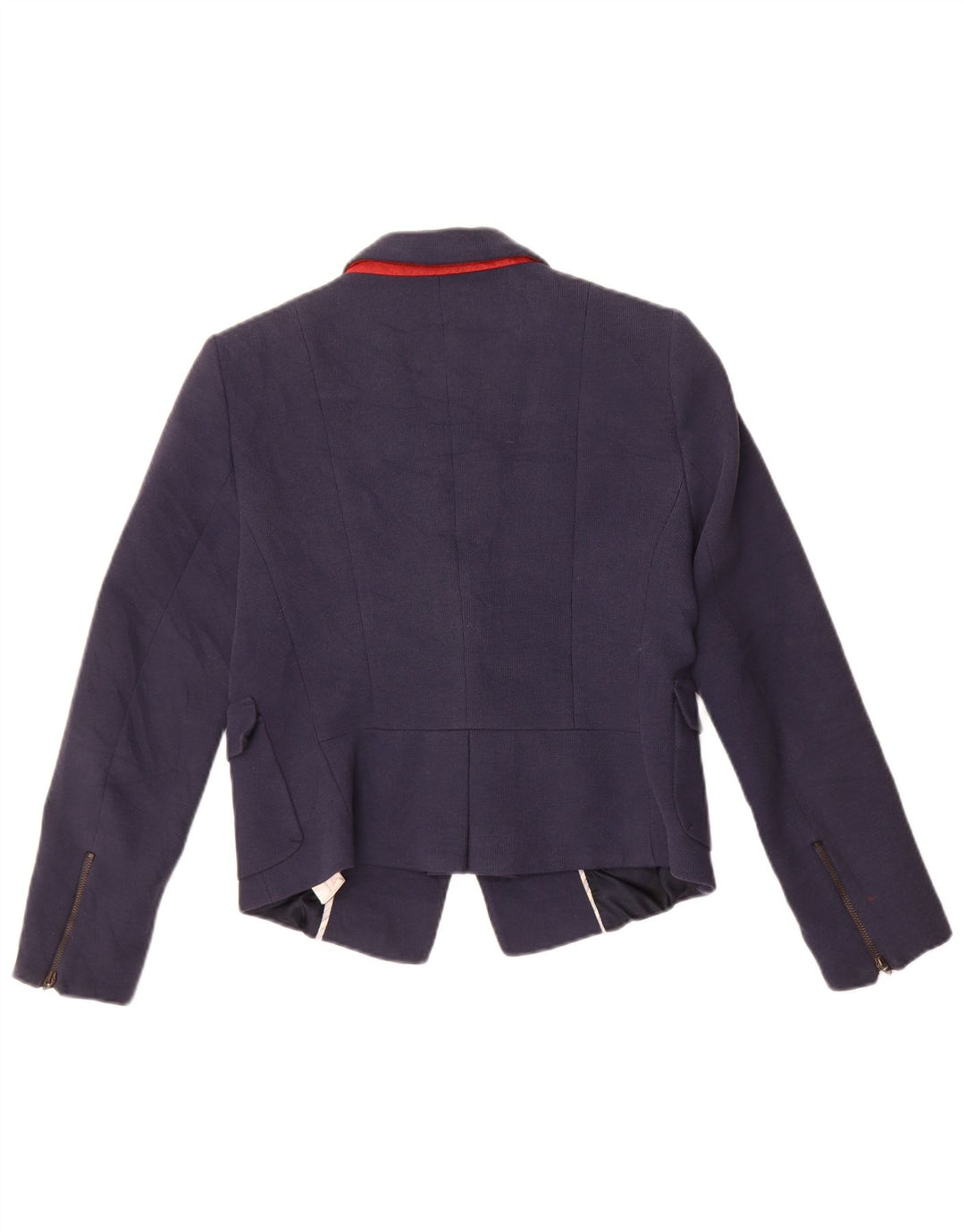 Jaqueta blazer feminina Zara crop 1 botão Reino Unido 14 grande algodão azul marinho