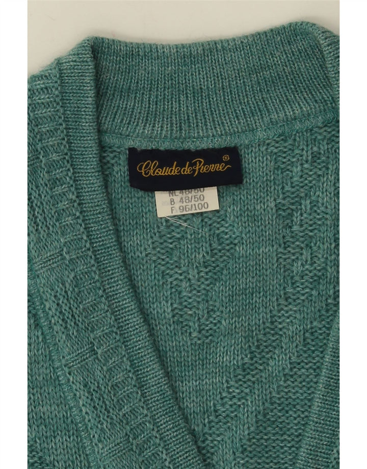 Suéter cardigã masculino sem mangas Claude De Pierre IT 48/50 azul médio