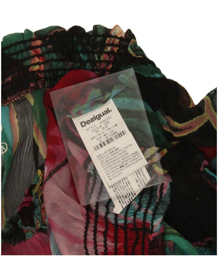 Desigual Top feminino gráfico sem ombro UK 14 médio floral multicolorido